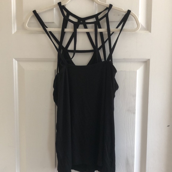 Black Criss Cross Strappy Top - Picture 2 of 3